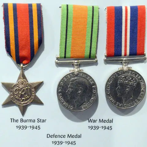 Burma Star, Defence Medal and War Medal on display at Edinburgh Castle